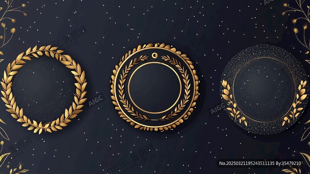 金色圓形框架與星空背景