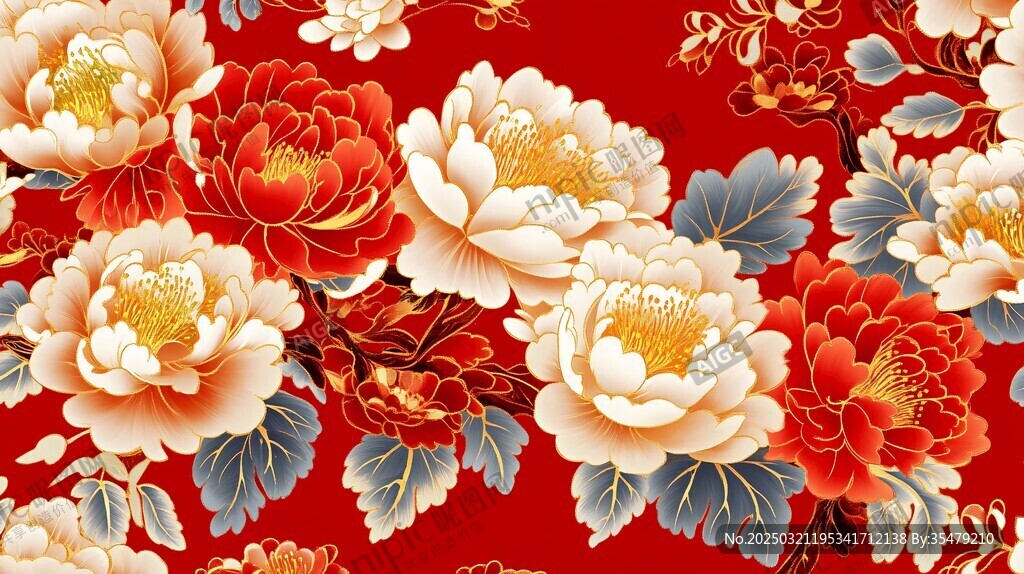 紅色花卉圖案