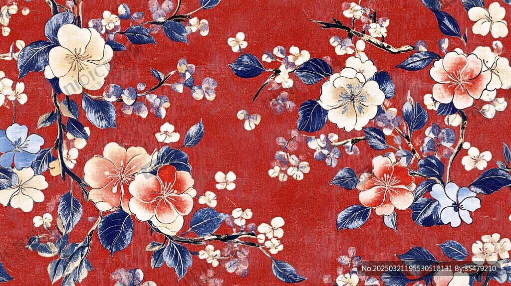 紅色花卉圖案