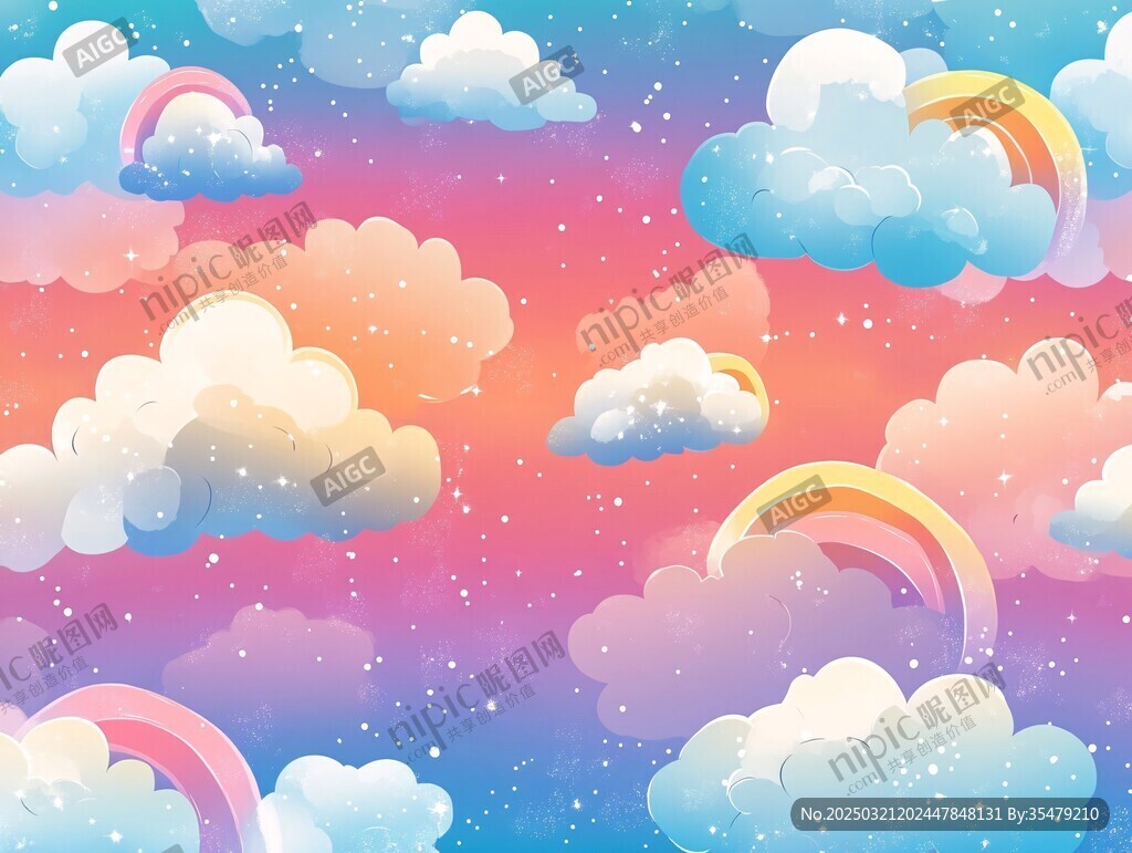 云彩與彩虹的夢幻天空