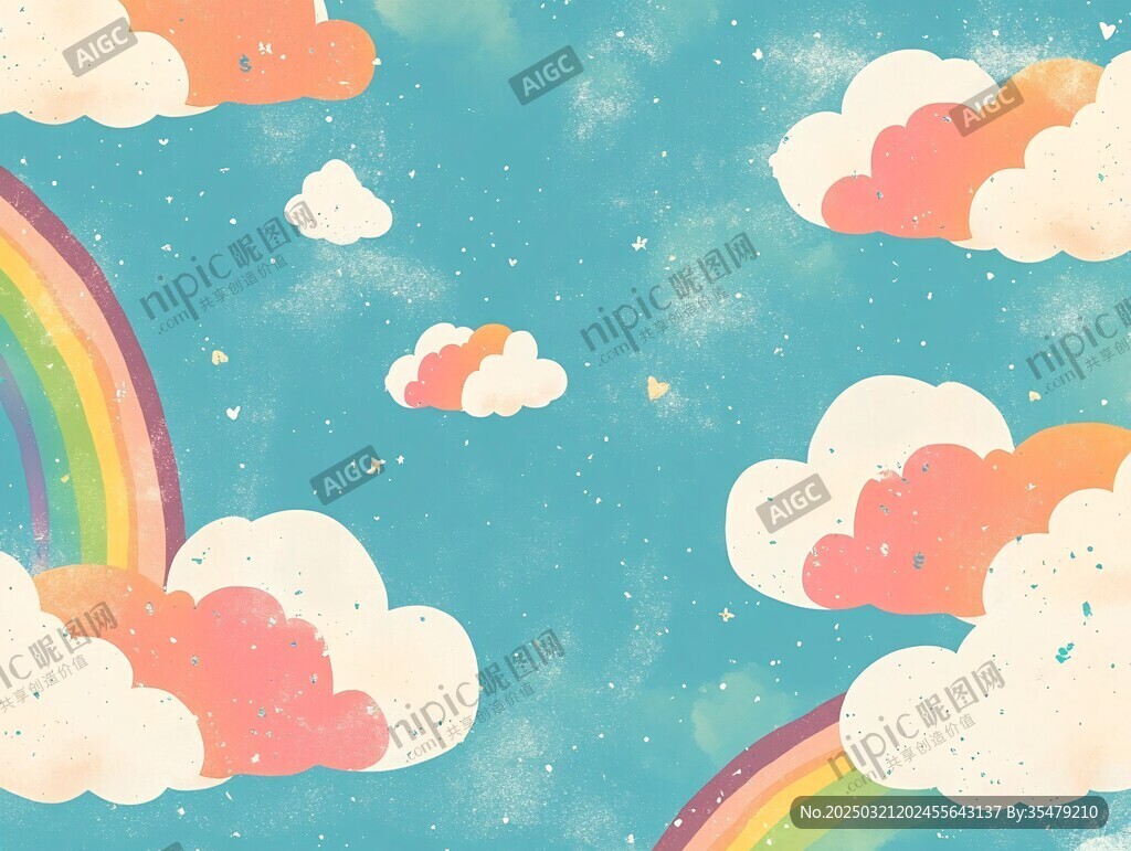 云彩與彩虹的夢幻天空