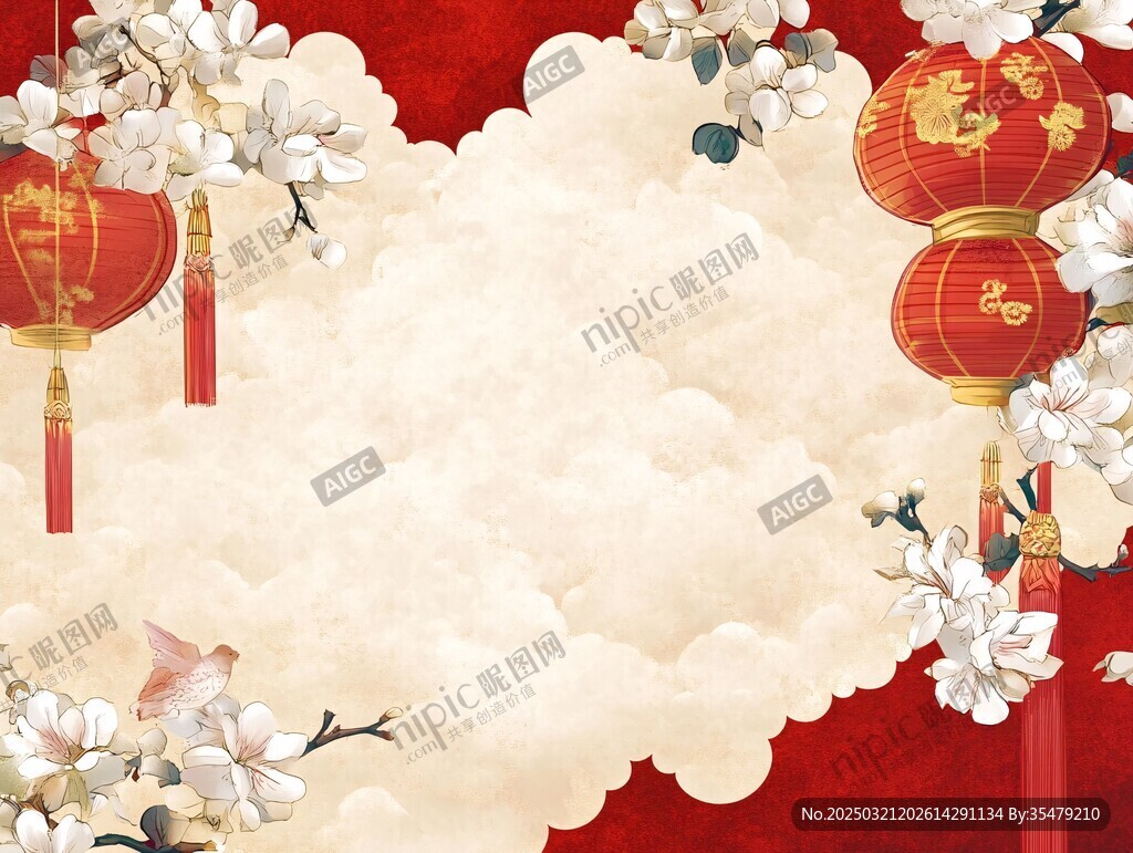 云霧繚繞的紅色中國風(fēng)
