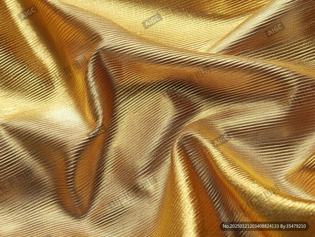 金色褶皺織物的特寫