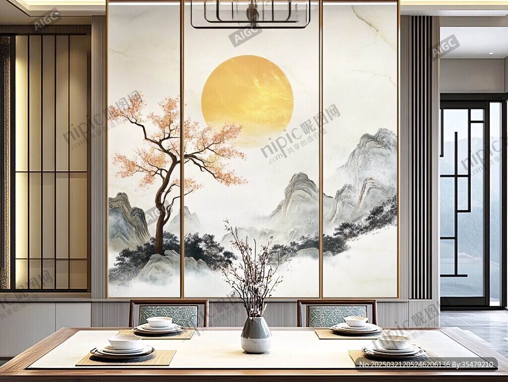 山水月景圖