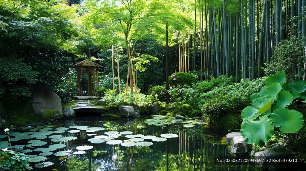 綠意盎然的日式園林