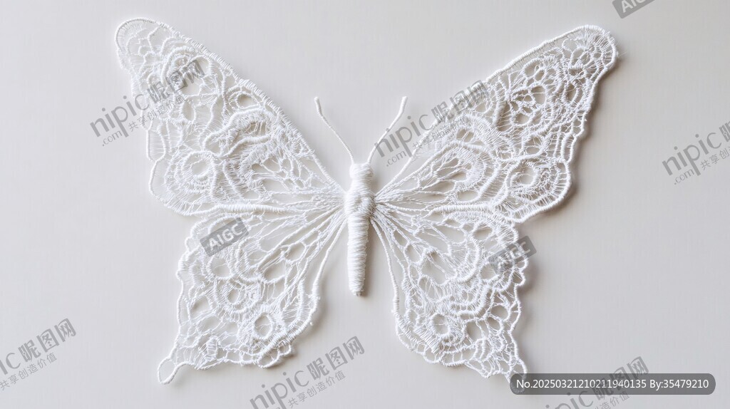 白色蝴蝶蕾絲藝術品