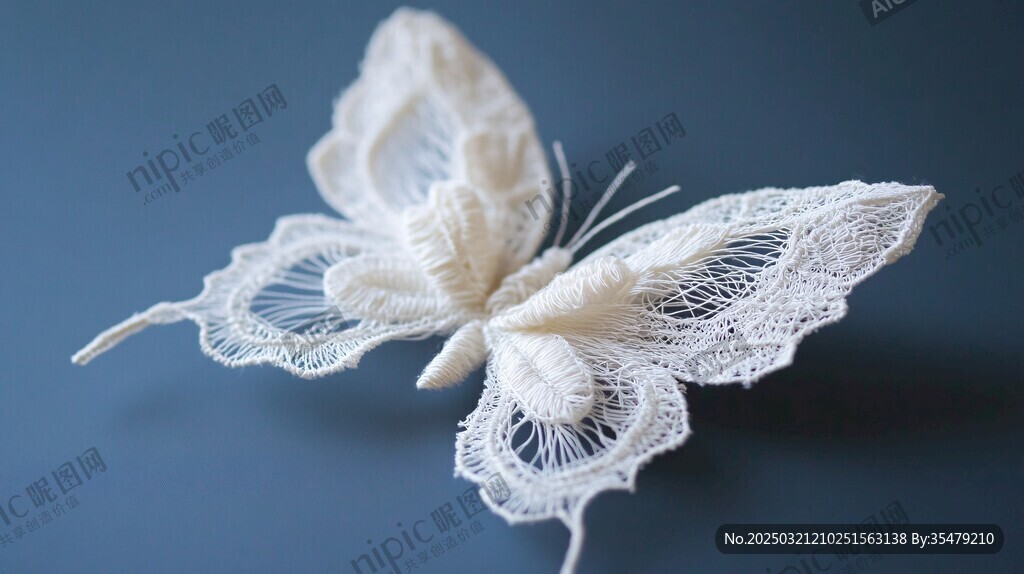 蝴蝶形狀的白色蕾絲裝飾品