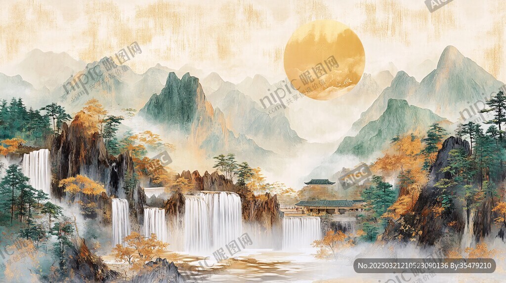 山水畫中的秋日風景