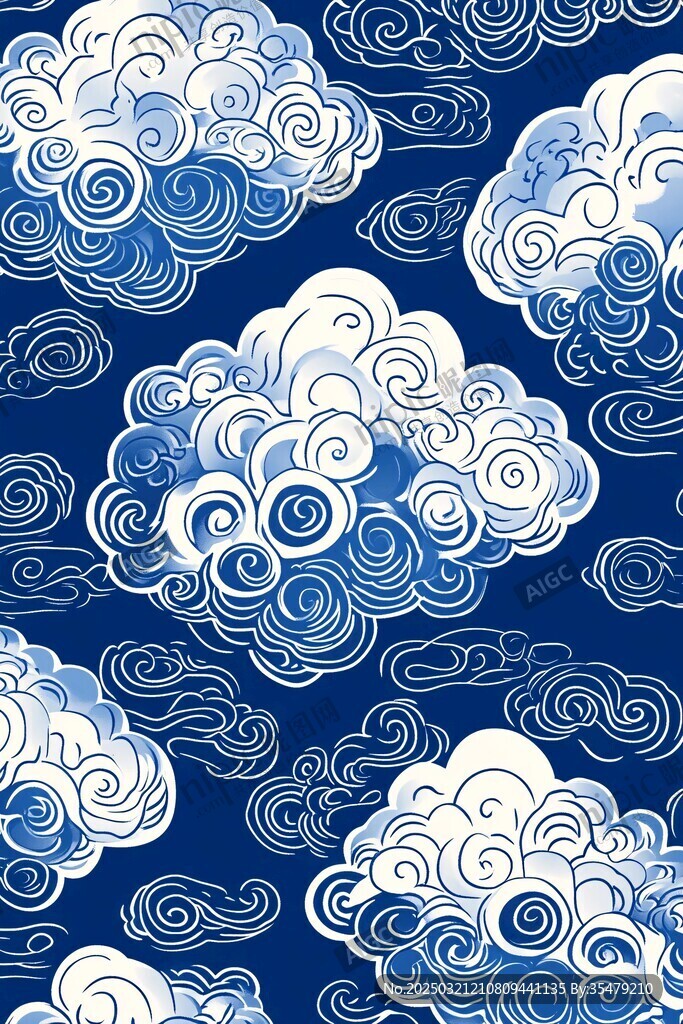 云海藍(lán)白風(fēng)格圖案