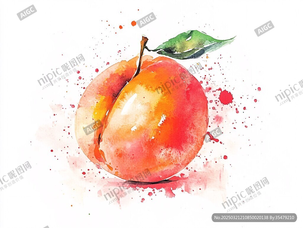 水彩畫(huà)中的桃子