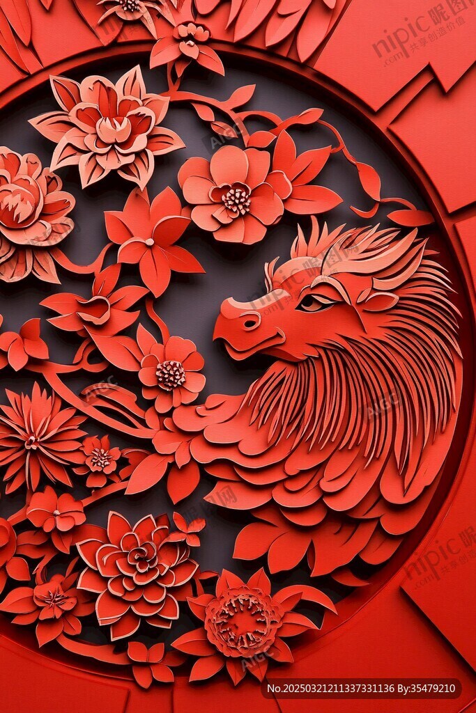 紅龍騰空剪紙藝術(shù)