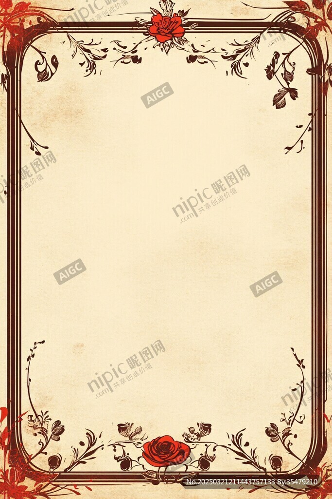 復古花卉邊框設計