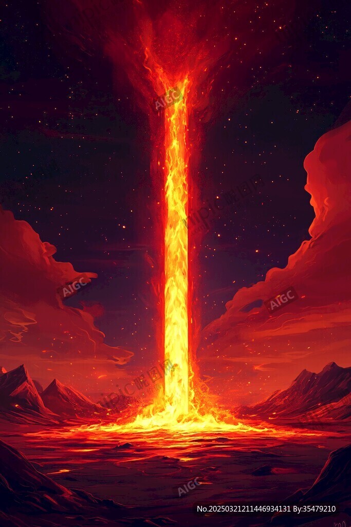 夜幕下的火柱