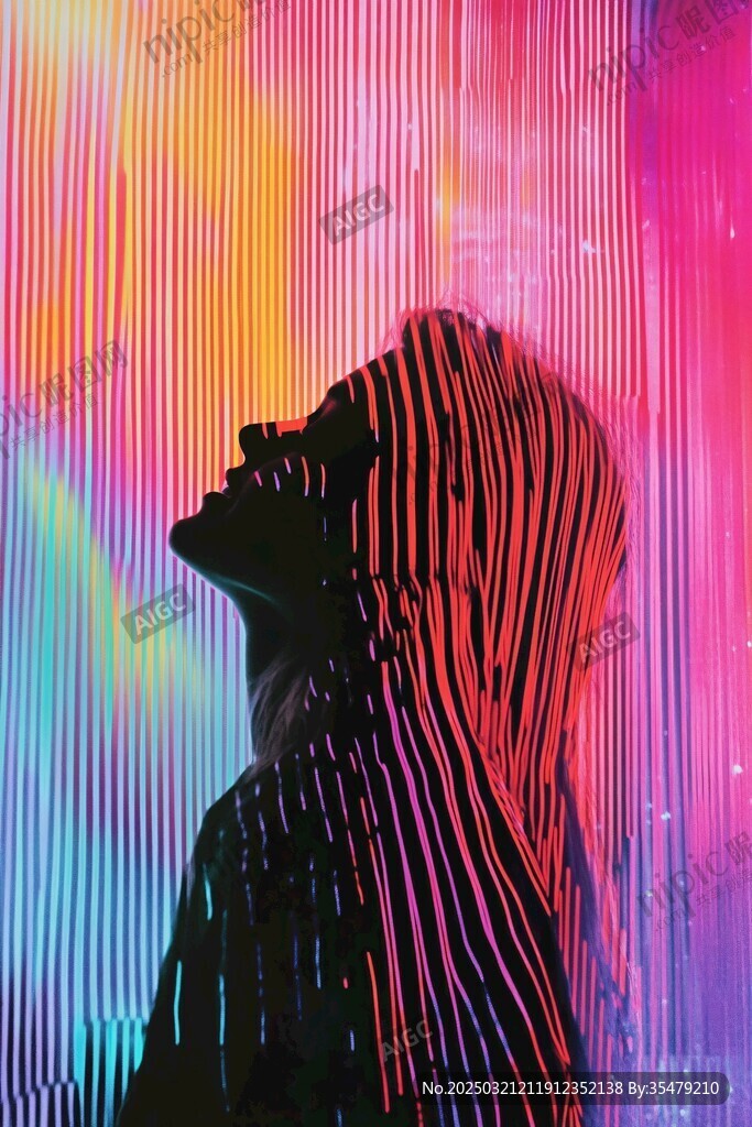 光影下的女性剪影