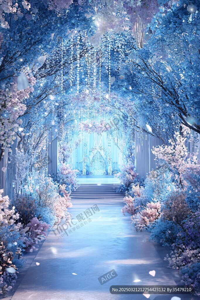 夢幻藍色花隧道