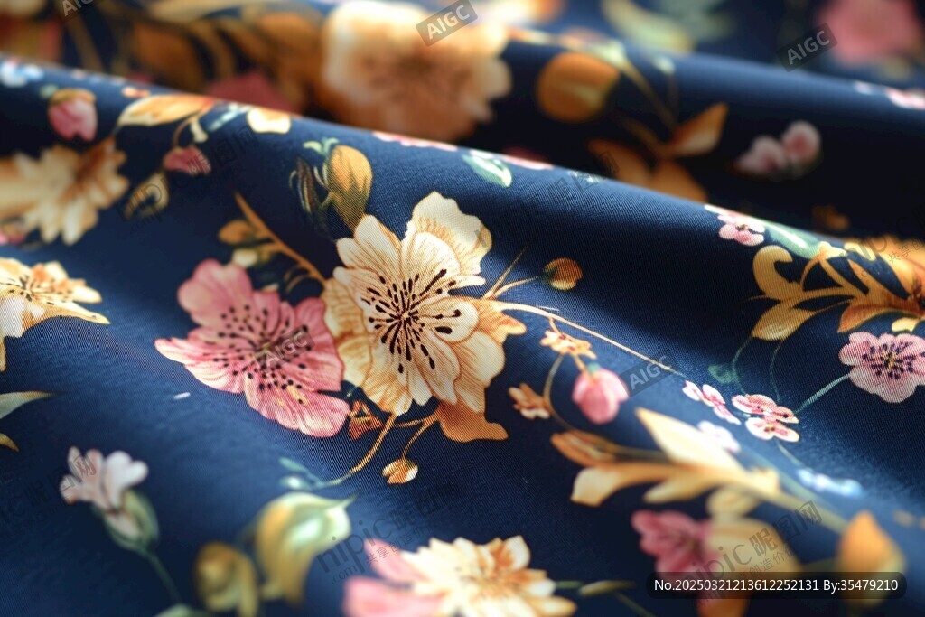 海軍藍(lán)碎花布料