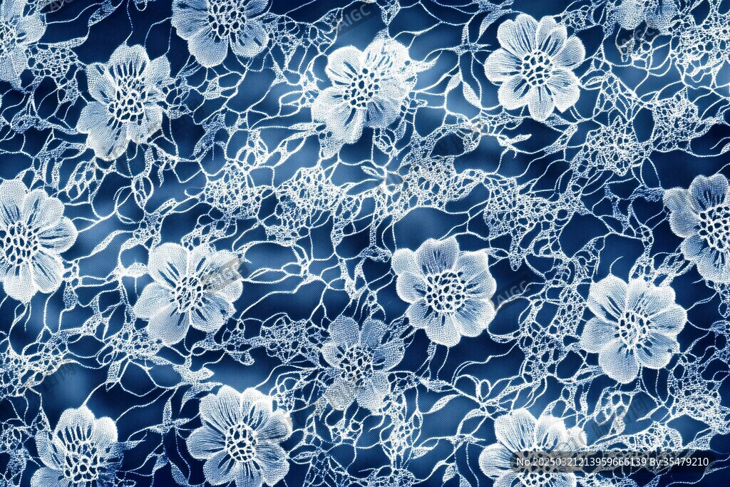 藍(lán)色花卉蕾絲紋理