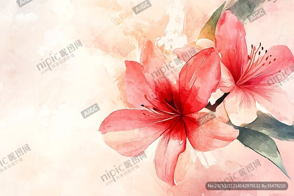 絢麗水彩花卉