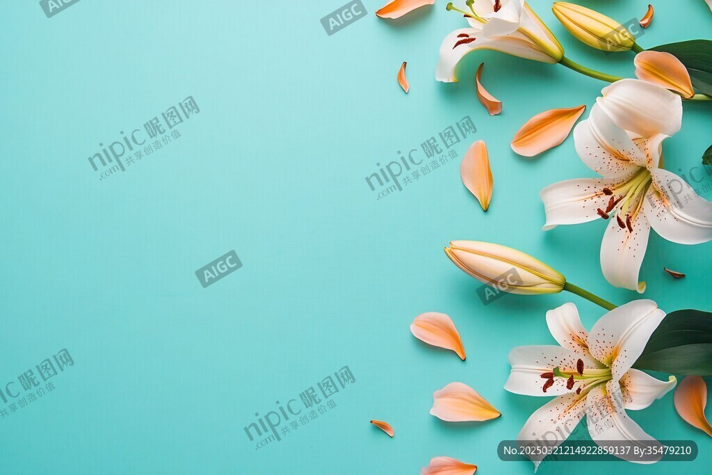 百合花與花瓣的靜謐之美