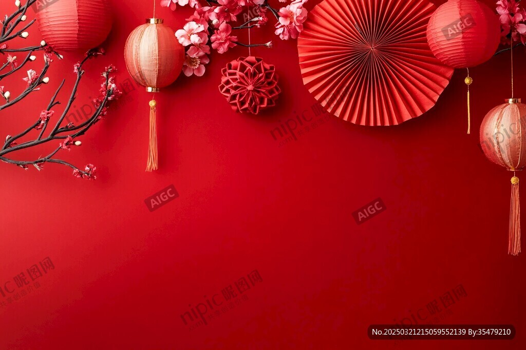 紅色中國(guó)新年裝飾