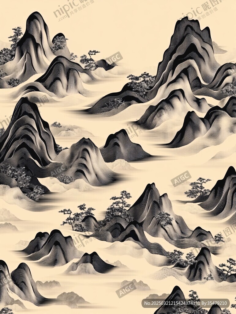 山水畫(huà)風(fēng)景圖案