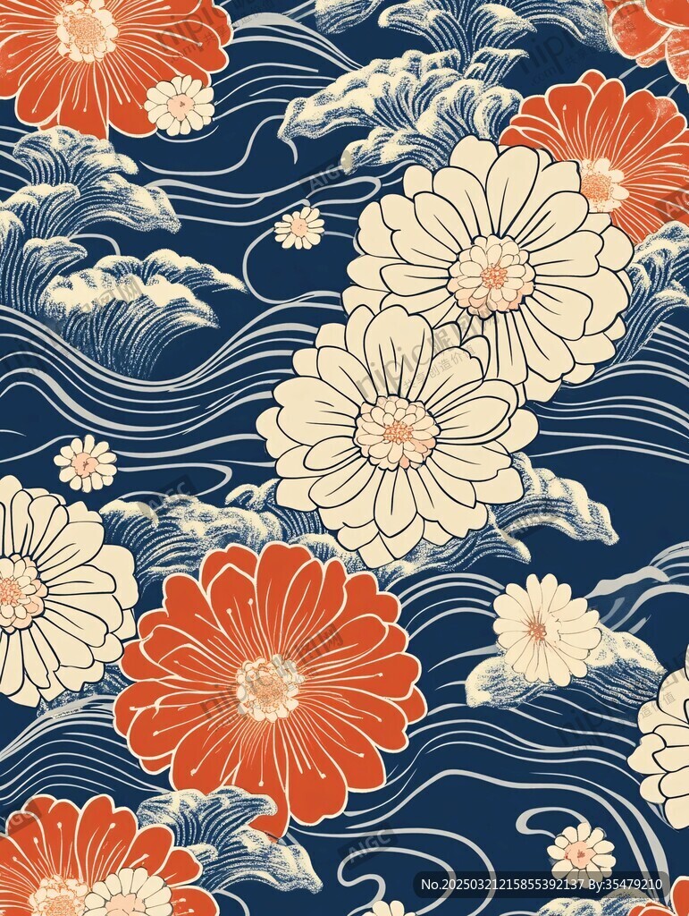 波濤與花卉的和諧
