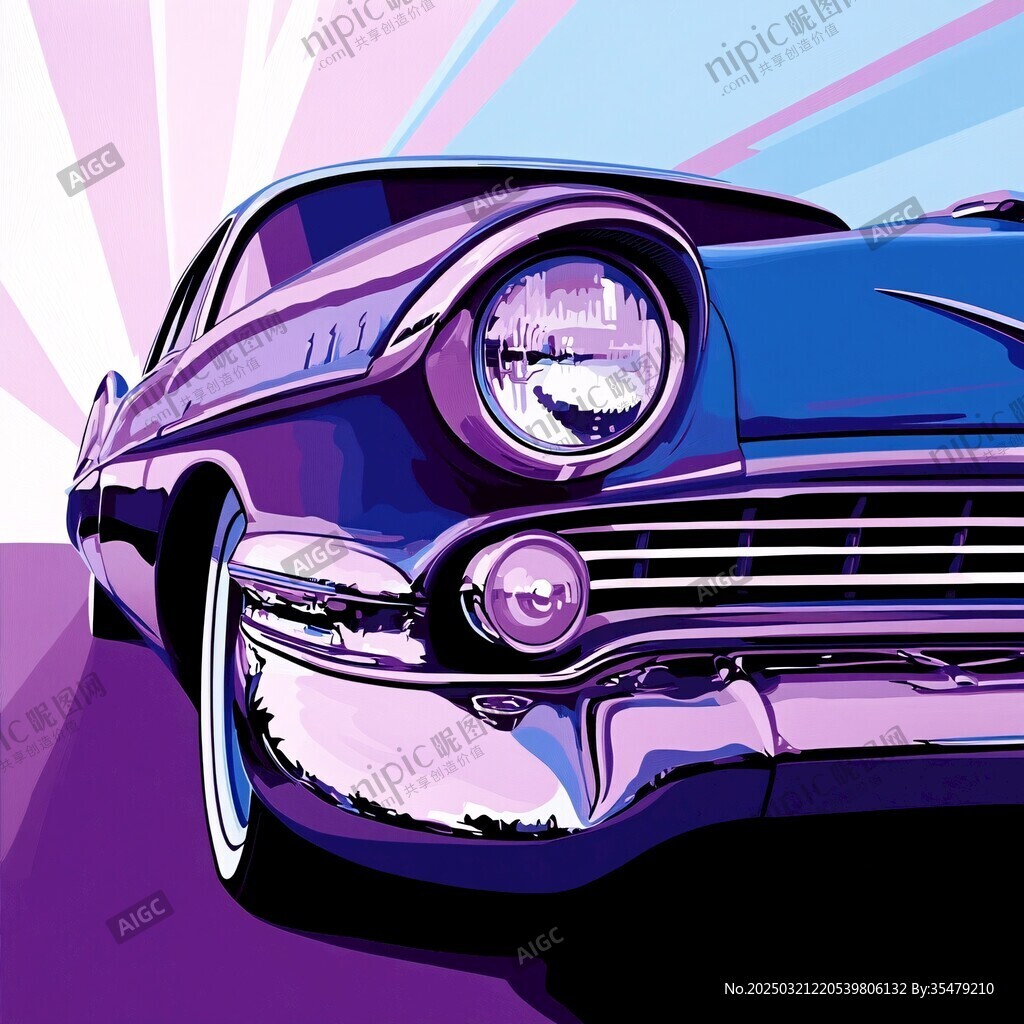復(fù)古汽車風(fēng)格的插畫