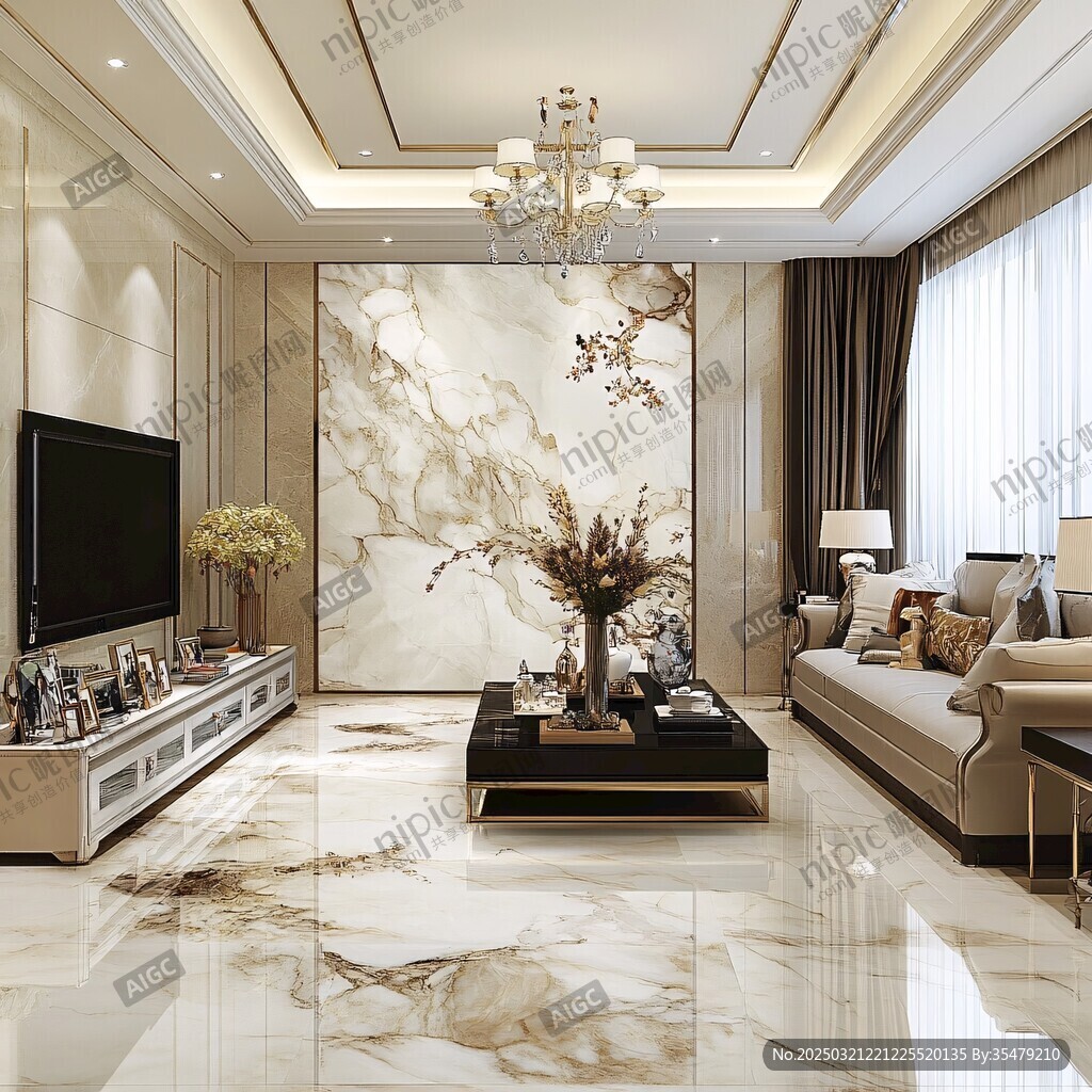 豪華客廳 marble裝飾 舒適沙發(fā)