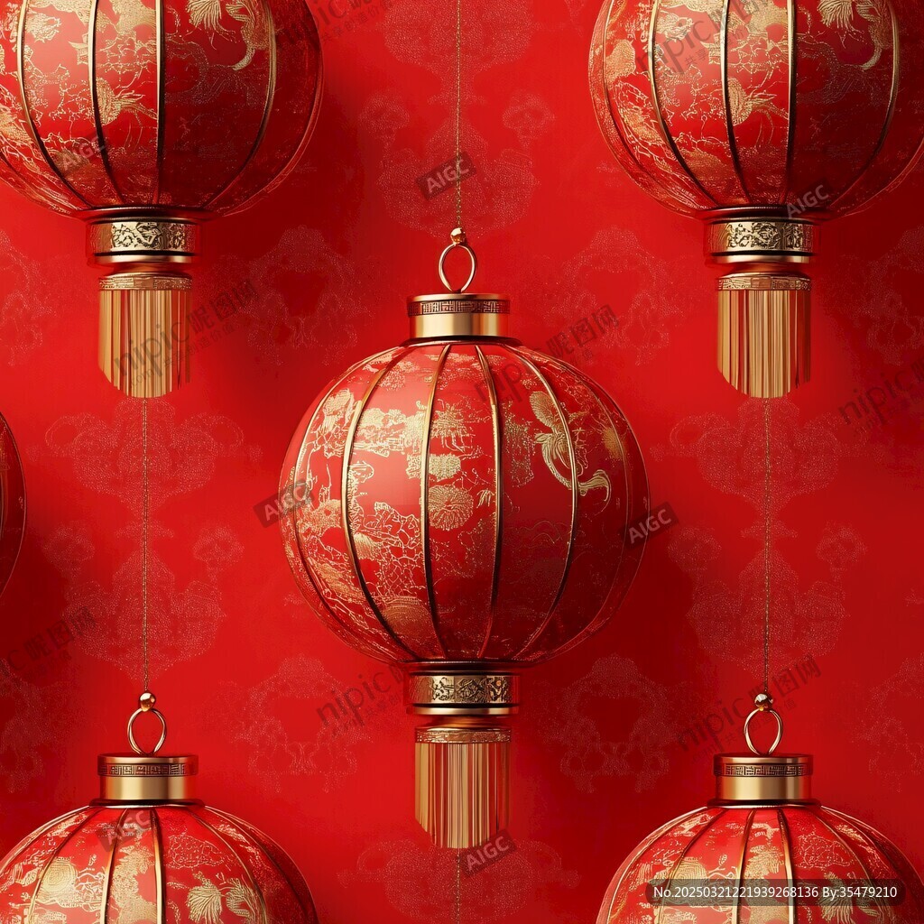 紅色燈籠與傳統(tǒng)圖案