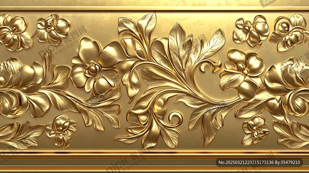 金色浮雕花卉裝飾