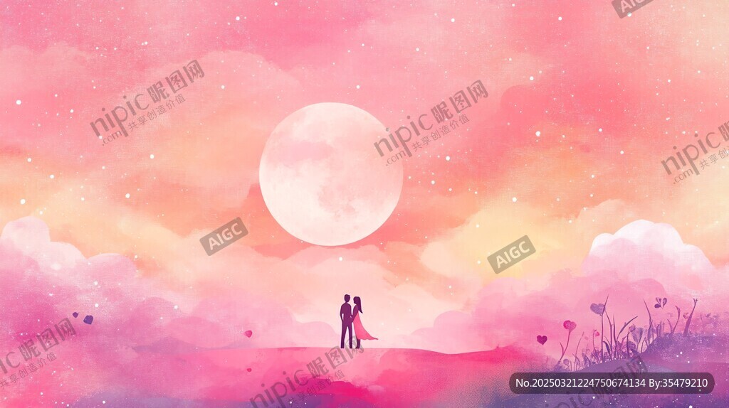 浪漫月夜 星空下的愛情