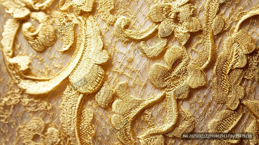 金色刺繡蕾絲紋理