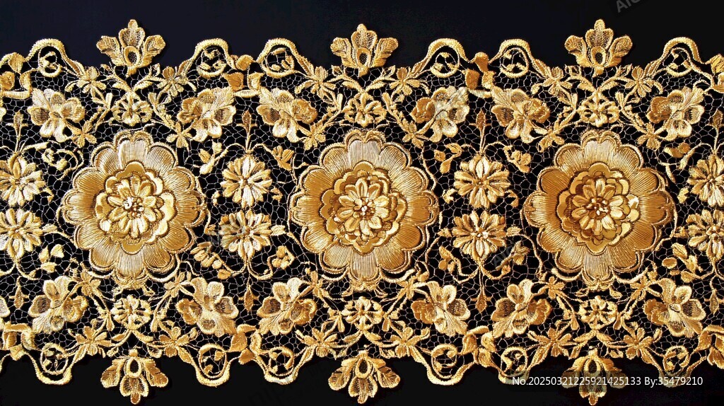金色花紋蕾絲裝飾