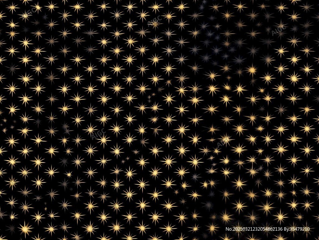 金色星芒在黑色背景上閃耀