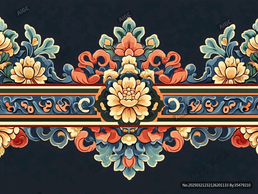 復(fù)古花卉圖案