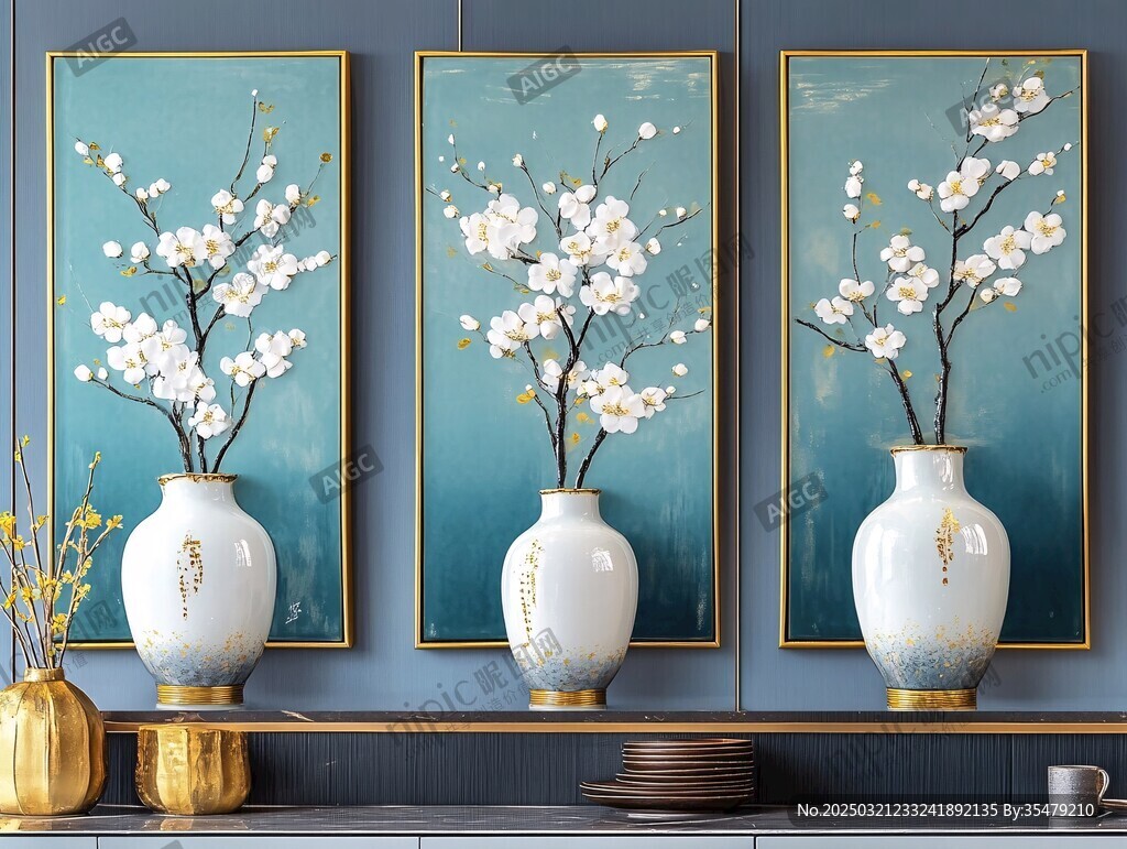 藍(lán)白梅瓶畫