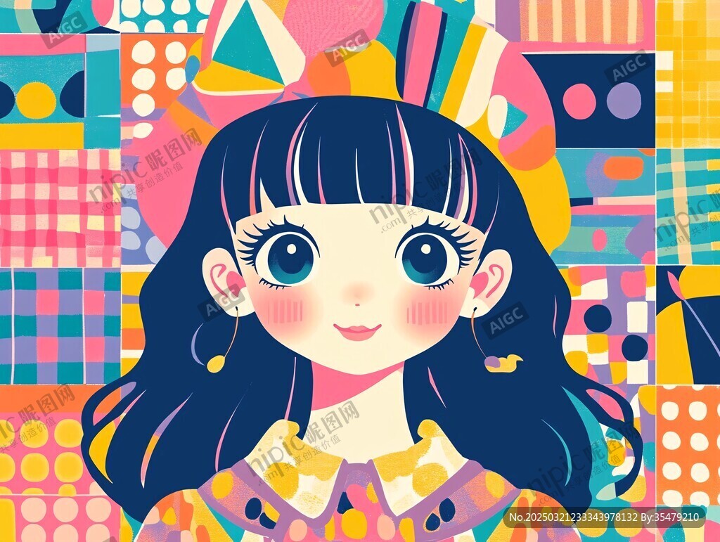 彩色女孩插畫