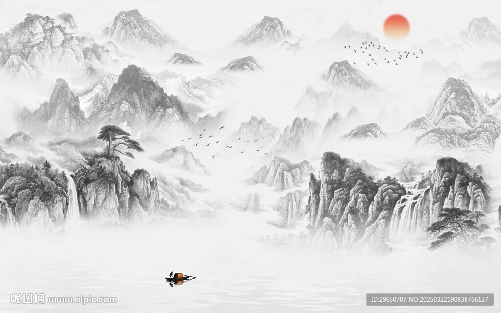意境流水生財背景