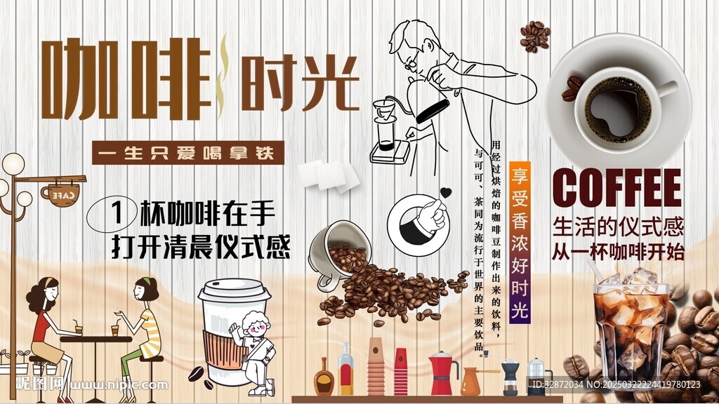 咖啡背景墻