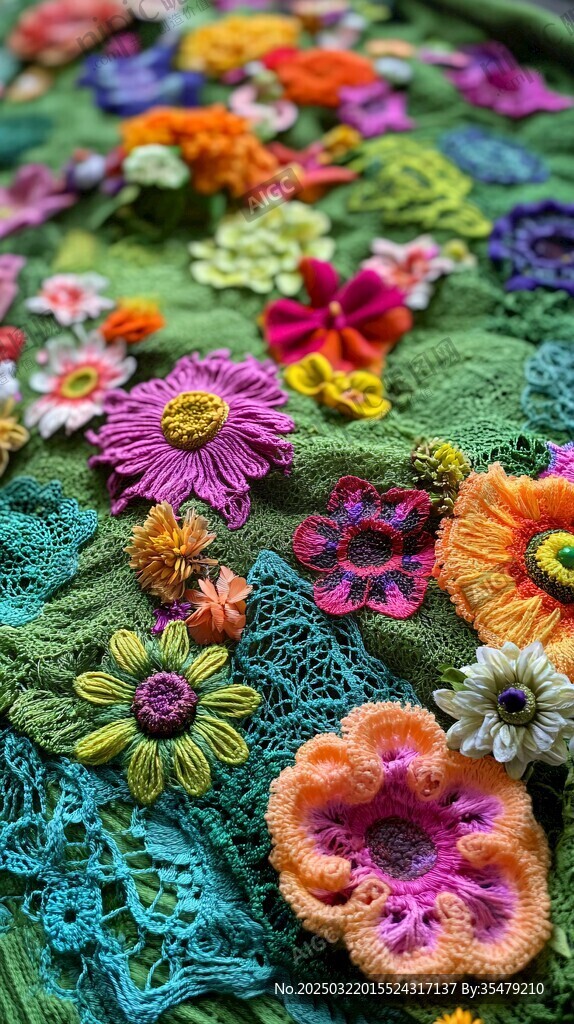 多彩花卉刺繡藝術