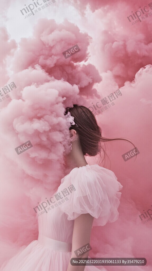 粉色夢境中的女子