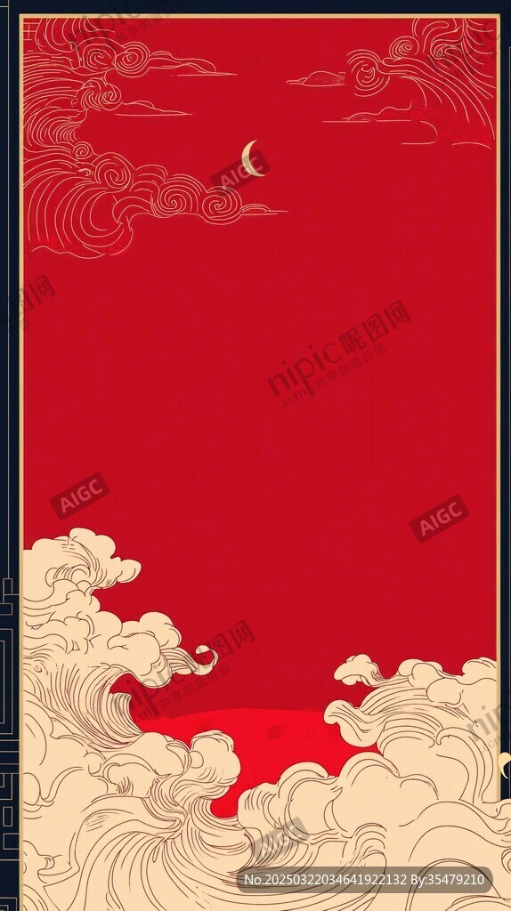 紅色云海與新月