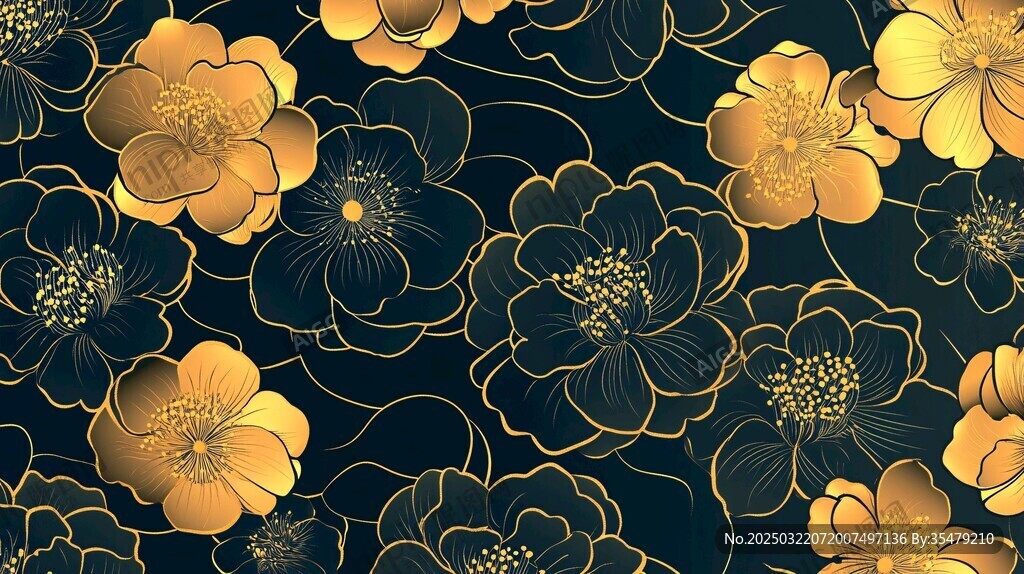 金色花卉圖案