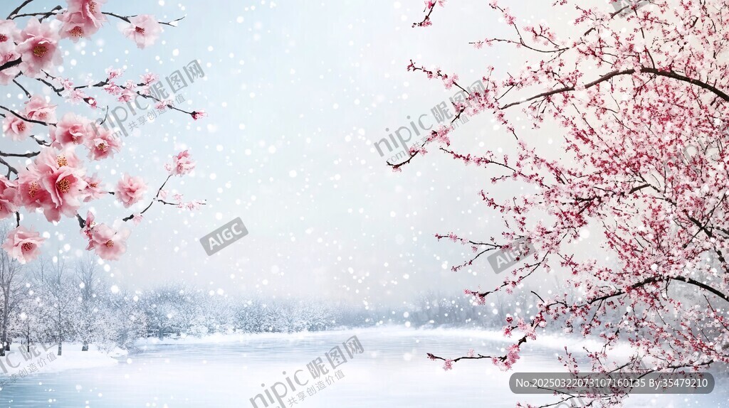 櫻花雪景
