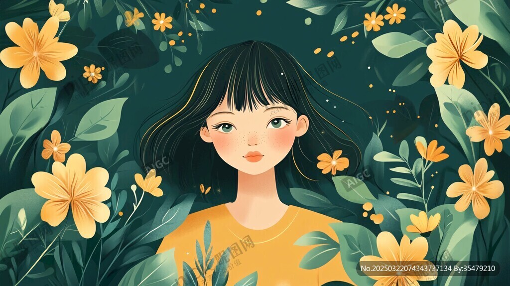 女孩與花朵的世界