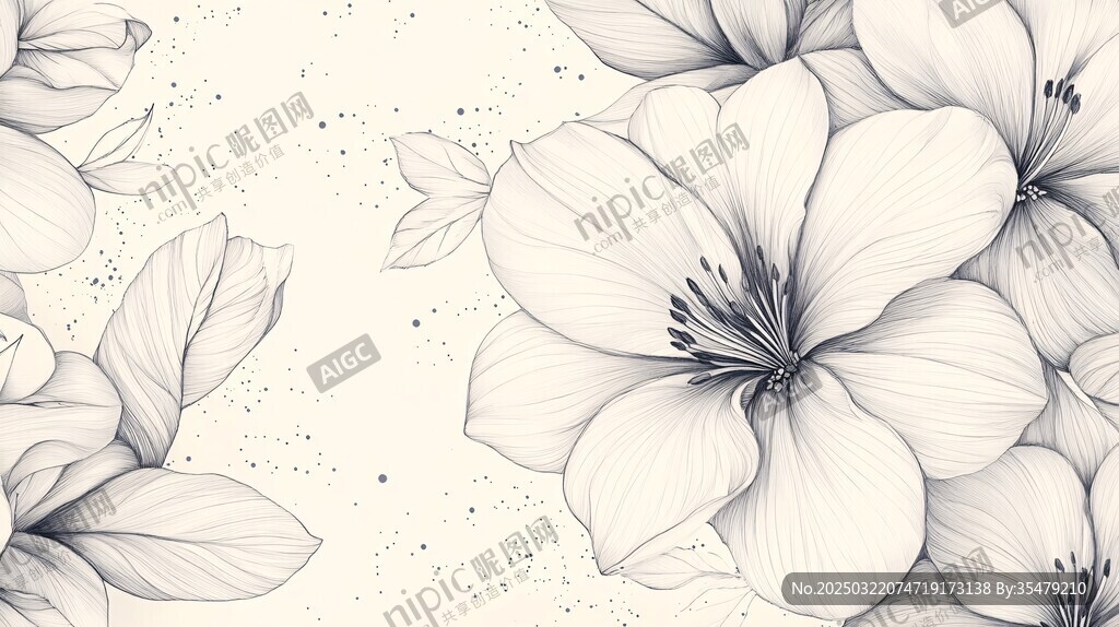黑白花卉藝術圖案
