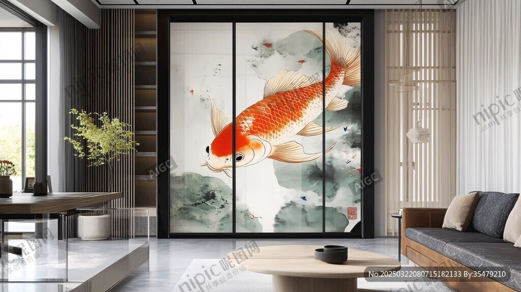 現代室內設計中的藝術魚圖案