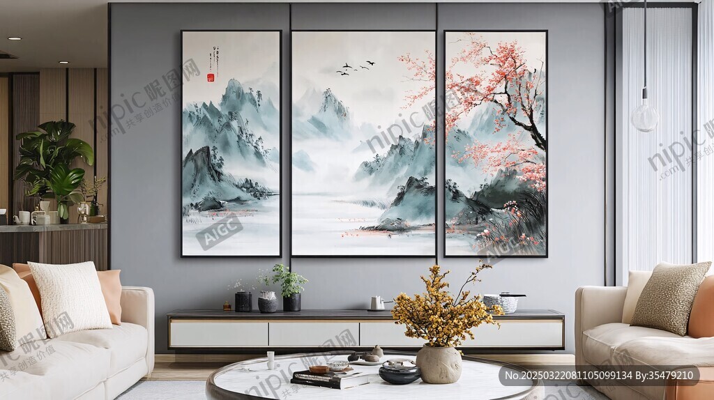 山水畫三聯(lián)畫