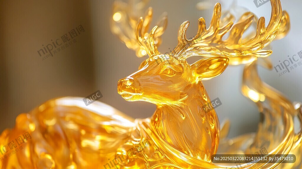 鹿形玻璃雕塑