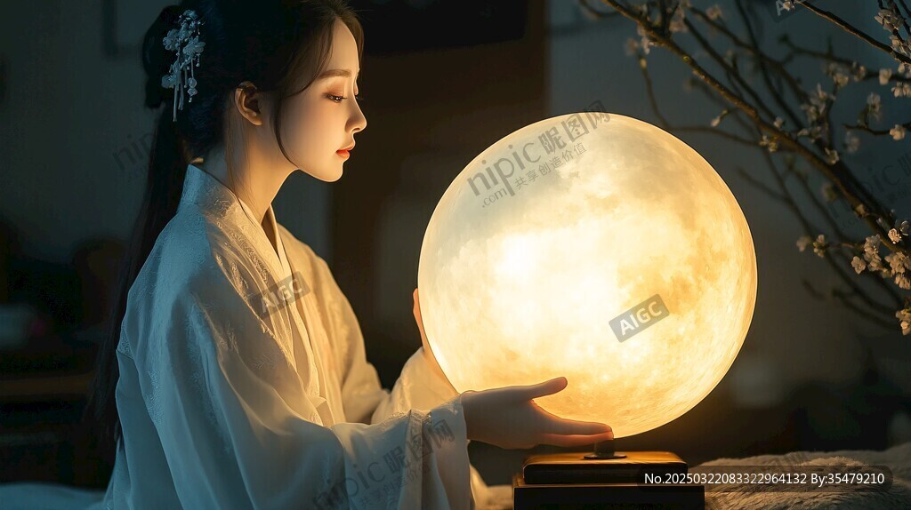 古典美女與月球燈
